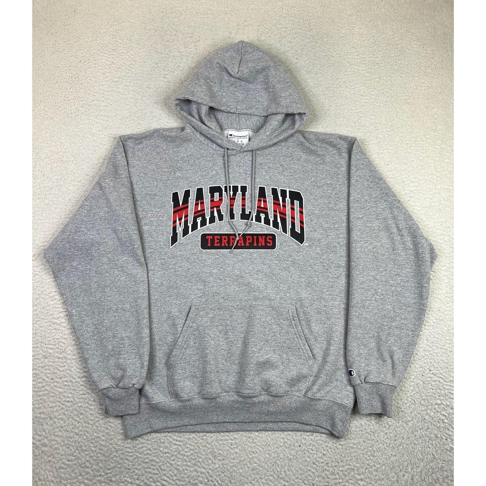Maryland Terrapins Hoodie Sweatshirt Mens Large Gray NCAA College Champion